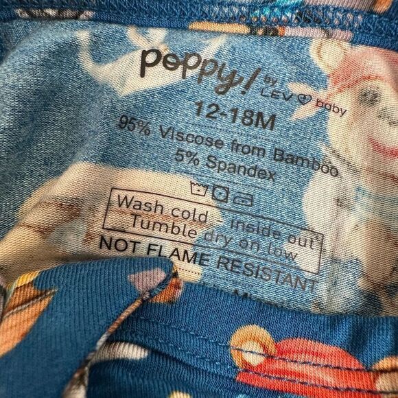 NWOT LEV Baby Boy Bamboo Convertible One Piece Romper Footie Blue Pajamas 12-18M - Picture 4 of 16